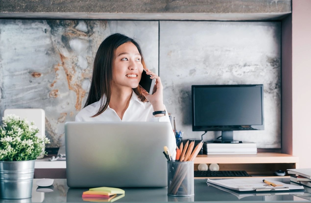 Business professional reviewing documents